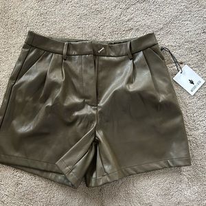 Olive green Faux leather shorts! Medium